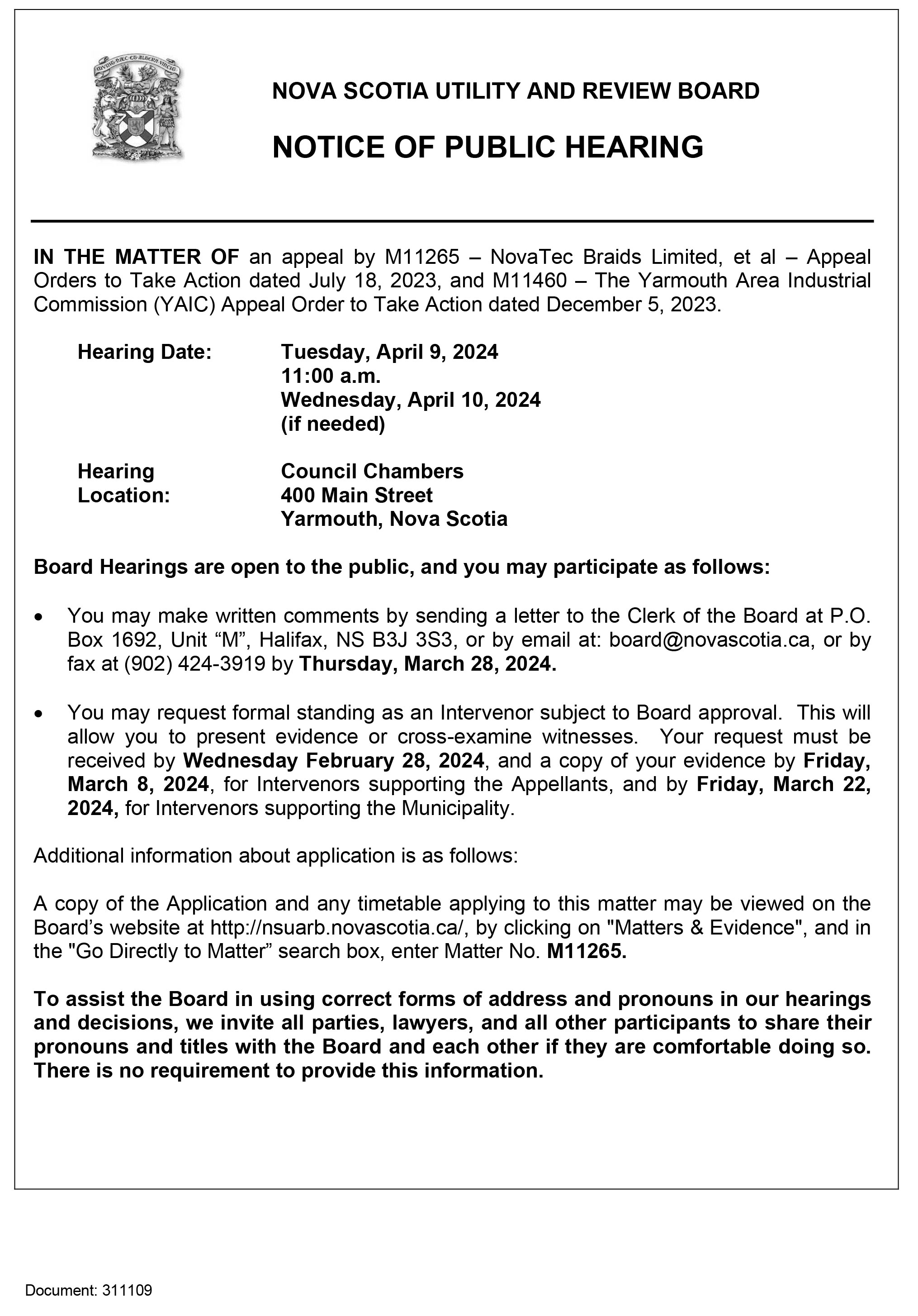 M11265 Notice of Hearing NOVATEC 002