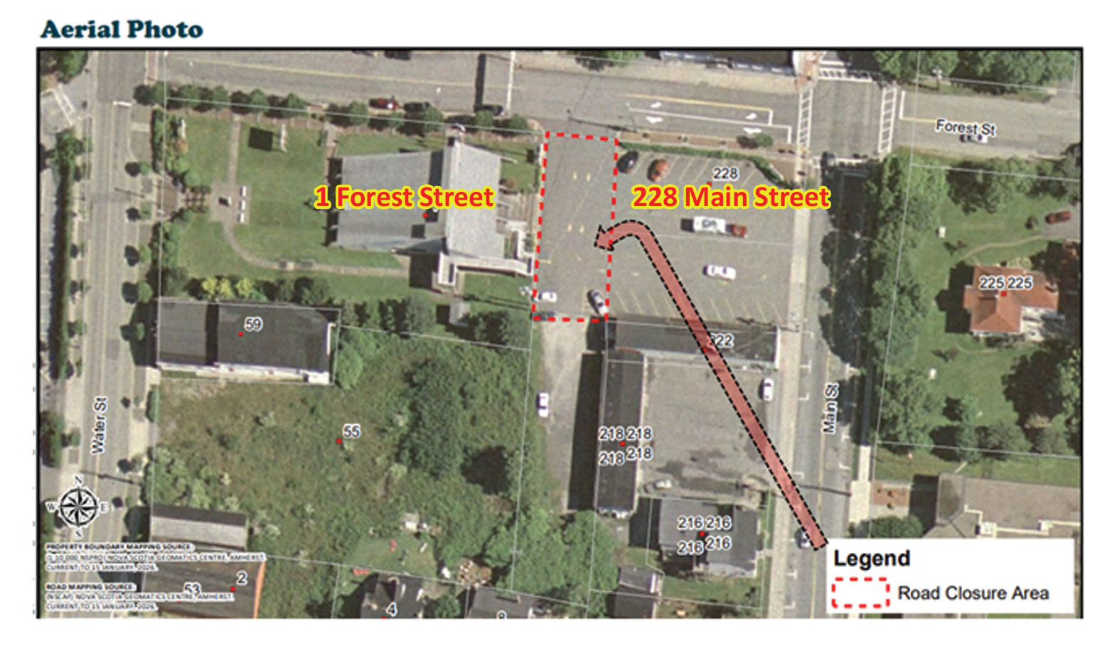 Road closure between 1 Forest and 228 Main