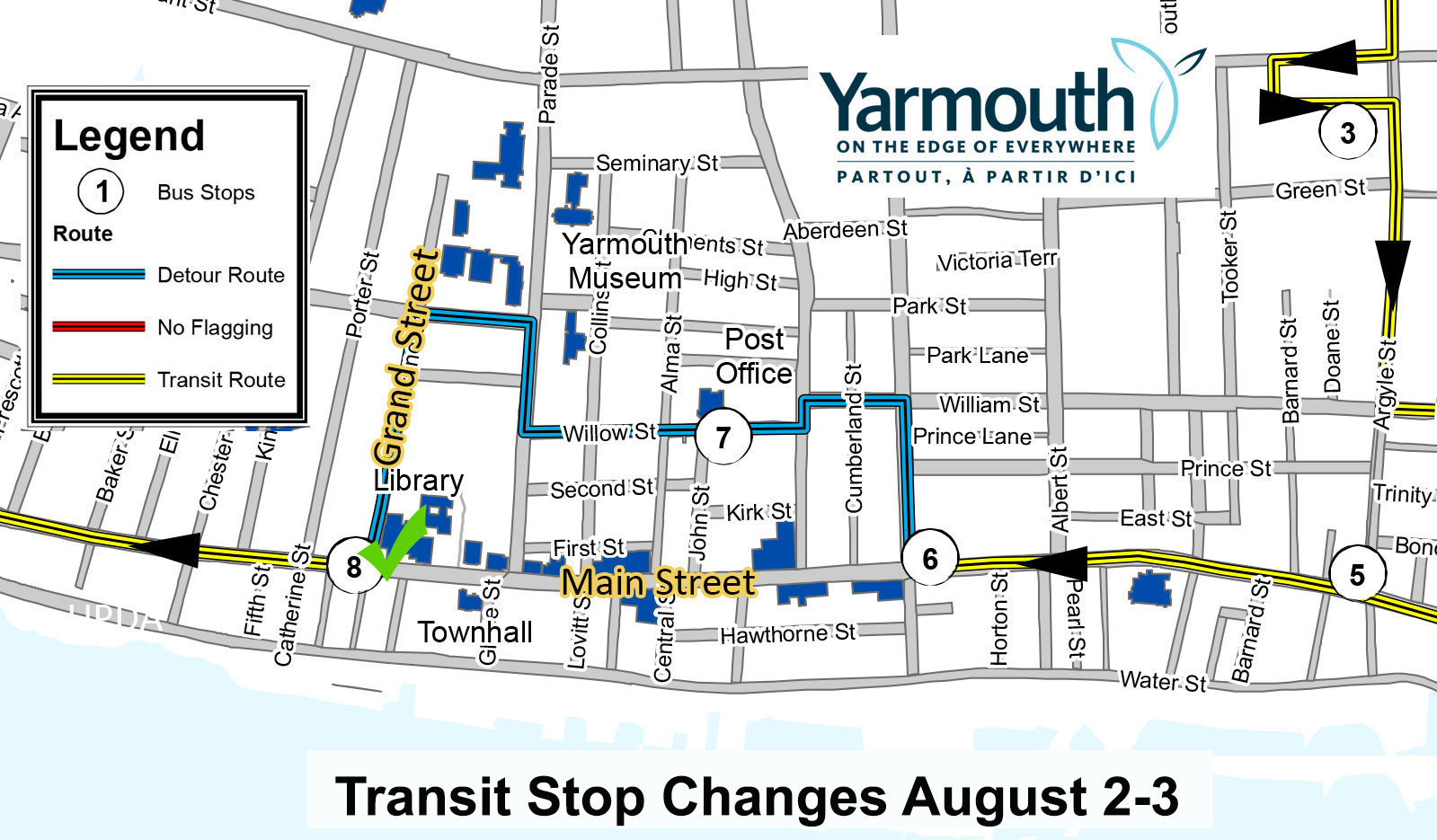 Transit stop changes august 2 3